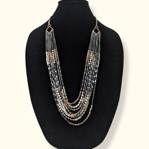 6-Strand Metal Beaded Statement Necklace